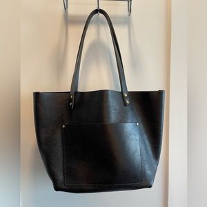 Genuine Leather Tote Bag - Black